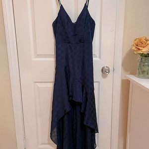 Hello Molly navy polka dot high/low dress